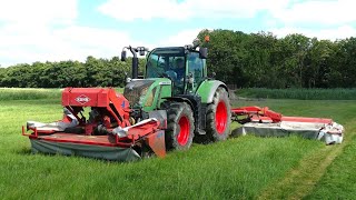 Gras maaien met Fendt 716 V en KUHN. Firma Offringa Schildwolde.