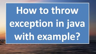 throw keyword in JAVA,#86