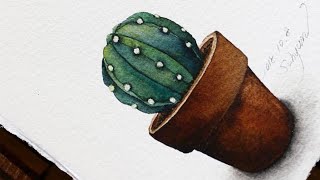 [베리현 수채화]선인장 그리기| Watercolor painting | Watercolor flower | Watercolor tutorial | cactus