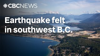 Earthquake felt in places across southwest B.C.