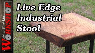 Live Edge Industrial Stool (with pipe fitting legs, and a bowtie!)