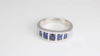 18ct White Gold 5 Stone Sapphire with Diamonds Ring - X343