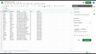 How to print mailing labels from Google Sheets?