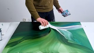 Green & Purple = 💜!! Easy Abstract Acrylic Painting - Harmonious Journey