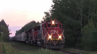 Ex Oakway EMD SD60 5438 Leads CN Train 406 East at Anagance, NB at Sunset (Aug 23, 2017)