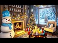 snowman with cozy christmas fireplace ☃️ relaxing instrumental christmas music🎄christmas ambience