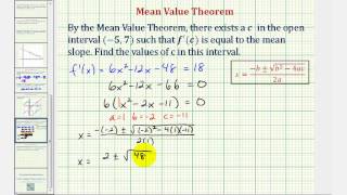 Ex 4: Mean Value Theorem -- Quadratic Formula Needed