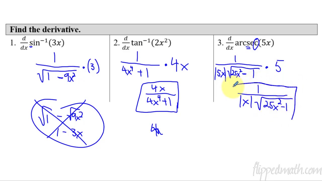 Calculus AB/BC – 3.4 Differentiating Inverse Trigonometric Functions ...