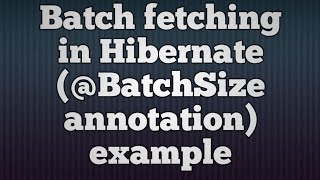 Batch Fetching in Hibernate(@BatchSize Annoatation)