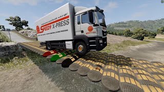 Trucks vs Pipe Speed bump vs Unfinished Road vs Potholes #43 - beamng drive live 3