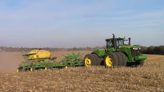 620 hp John Deere 9620R 4wd Tractor Seeding 50ft of Winter Wheat