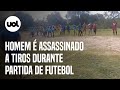 Homem é assassinado a tiros durante jogo de futebol em PE; vídeo mostra momento dos disparos