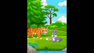 बुद्धि ही बल है | Chatur Khargosh aur Sher🐇🐅 #cartoon #moralstories #kids #viral #shorts