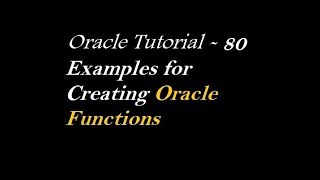 How To Create Function in Oracle