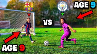 9 Year Old Girl vs 9 Year Old Boy Footballer.. KID LEWANDOWSKI