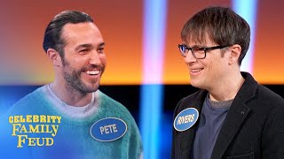 Pete Wentz and Rivers Cuomo hug it out... just this once! | Celebrity Family Feud