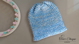 GORRO DE BEBE NO TEAR DE PINOS (0-3 MESES) ( LOOMKNITTING BABY HAT)