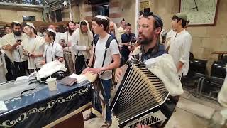 Singing shacharit prayers for Rosh Chodesh at the Cave of the Patriarchs synagogue in Hebron