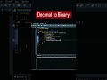 How to convert  Decimal  to Binary digits in java? #coding #java #programming #logic