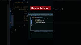 How to convert Decimal to Binary digits in java? #coding #java #programming #logic