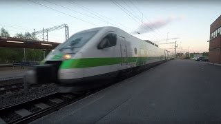 Pendolino train arrival and departure Pieksämäki railway station 4K video