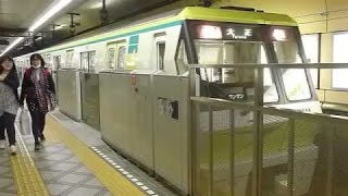 大阪市営地下鉄70系第11編成(更新車)長堀鶴見緑地線 心斎橋駅発車(警笛あり)