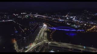 新北市新店區環河路 陽光橋 夜間 鳥瞰景