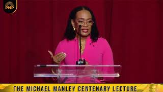 Senator Donna Scot- Mottley giving welcome address at the Michael Manley Centenary Lecture