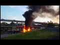 overturned 18 wheeler explodes on ih 69 southwest freeway at highway 288