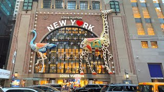 [4K]🇺🇸 NYC Christmas Walk🎄🎁: 5th Ave New LV Flagship Store, Plaza Hotel, Madison Ave | Nov. 2024