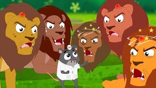 Five Big Lions Jumping On The Bed | Animal sounds | zoo song | going to the jungle