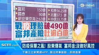 防疫保單「理賠150億」富邦金股價跌到5字頭！股東氣炸｜國泰產險「防疫險」已賠5.5億！蔡宏圖：密切注意理賠情形｜保險新聞｜三立iNEWS苑曉琬 主播｜訂閱@money_setn看更多 財經新聞