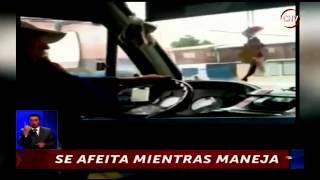 Cazanoticias registró a conductor que se afeitaba mientras manejaba - CHV Noticias