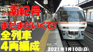 【ワイドビュー車両も多く！！！そしてまだ続く！！！全列車4両編成！大雪でひだ号は行き先変更！】【シリーズ 特急南紀号「今日は何両編成？」】【2両は0編成・00.0％】【2021年1月10日(日)晴】