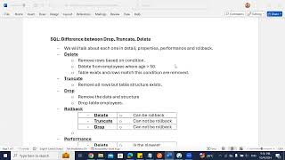 SQL: Difference between Drop Truncate Delete