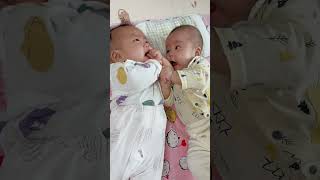 两人第一次正面交战…#二胎 #双胞胎 #姐妹 #funny  #smartgirls   #comedyfamily  #twins  #baby #cute