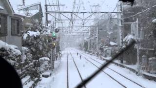 2013-01-14大雪 西武新宿線 前面展望 鷺ノ宮⇒急停車！＠SONY DSC-HX30V