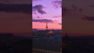 Eiffel Tower from Galeries Lafayette #shorts #youtubeshorts #eiffeltower #paris #sunset #pink