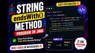 Java String endsWith() Method Program in Hindi 🔥 | Java Coding Question for Beginners