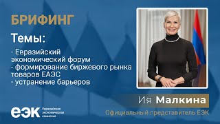 Брифинг официального представителя ЕЭК Ии Малкиной