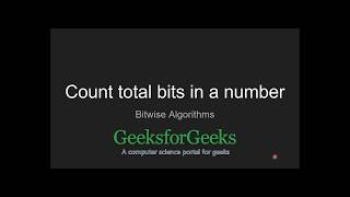 Count total bits in a number | GeeksforGeeks