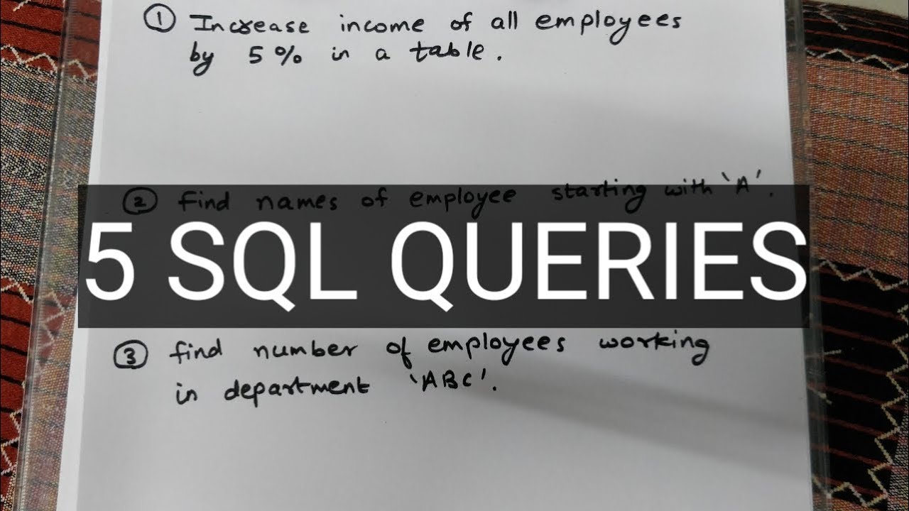 Solve 5 Sql Queries In 5 Minutes Part 1 Master In Sql Sql Solve 5 Sql Queries In 5 Minutes Part 1 Master In Sql Sql