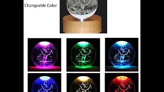 ALL Music-box Christmas Crystal Ball, 3D Christmas Ornament Deer Decorative Balls with Wood Stand