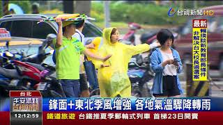 鋒面+東北季風增強各地氣溫驟降轉雨