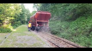 Gleisbauarbeiten am 31.05.2023 auf der Strecke der Hespertalbahn.