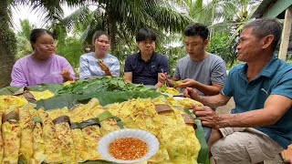 Quyên đổ BÁNH XÈO ăn với đủ loại rau vườn. Nghe cha tâm sự. Quê Tôi #66