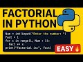 Factorial Program in Python using Function | Python Tutorial for Beginners #python #factorial 