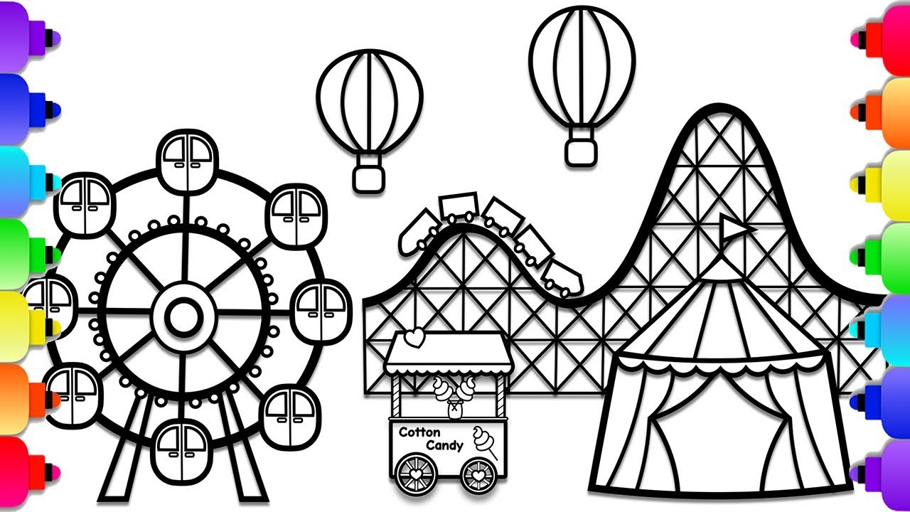 Learn How To Draw An Amusement Park Step By Step Carnival Coloring