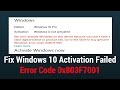 Fix Windows 10 Activation Failed Error Code 0x803F7001