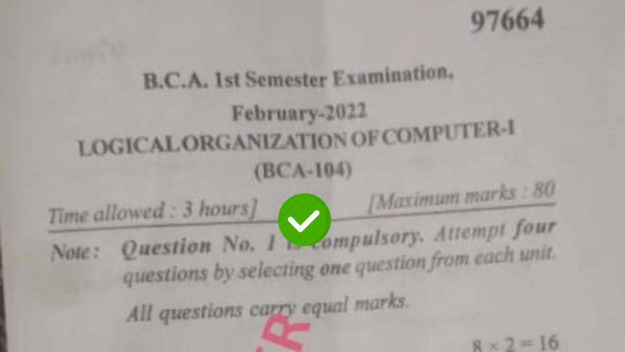 Mdu BCA 1st Sem LOC Question Paper 2022 - YouTube